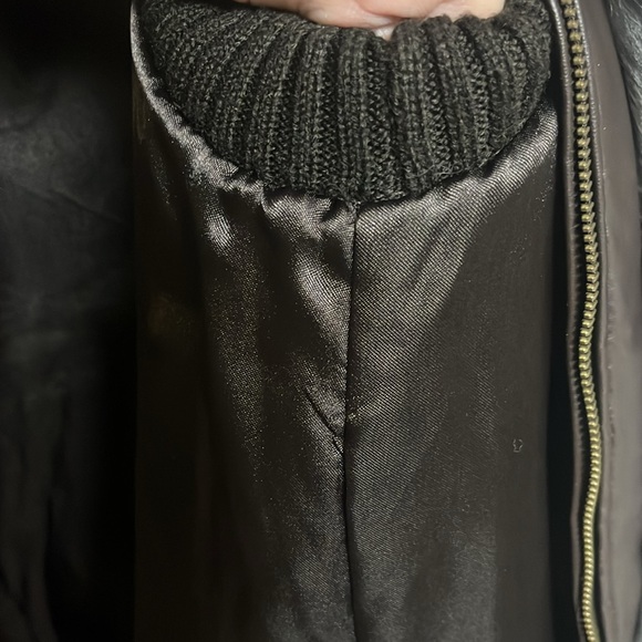 Women’s Vest Knit Front Panels Leather Trim Zipper Black Size Medium - Picture 14 of 15